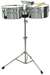 Stand with timbales and cowbell
