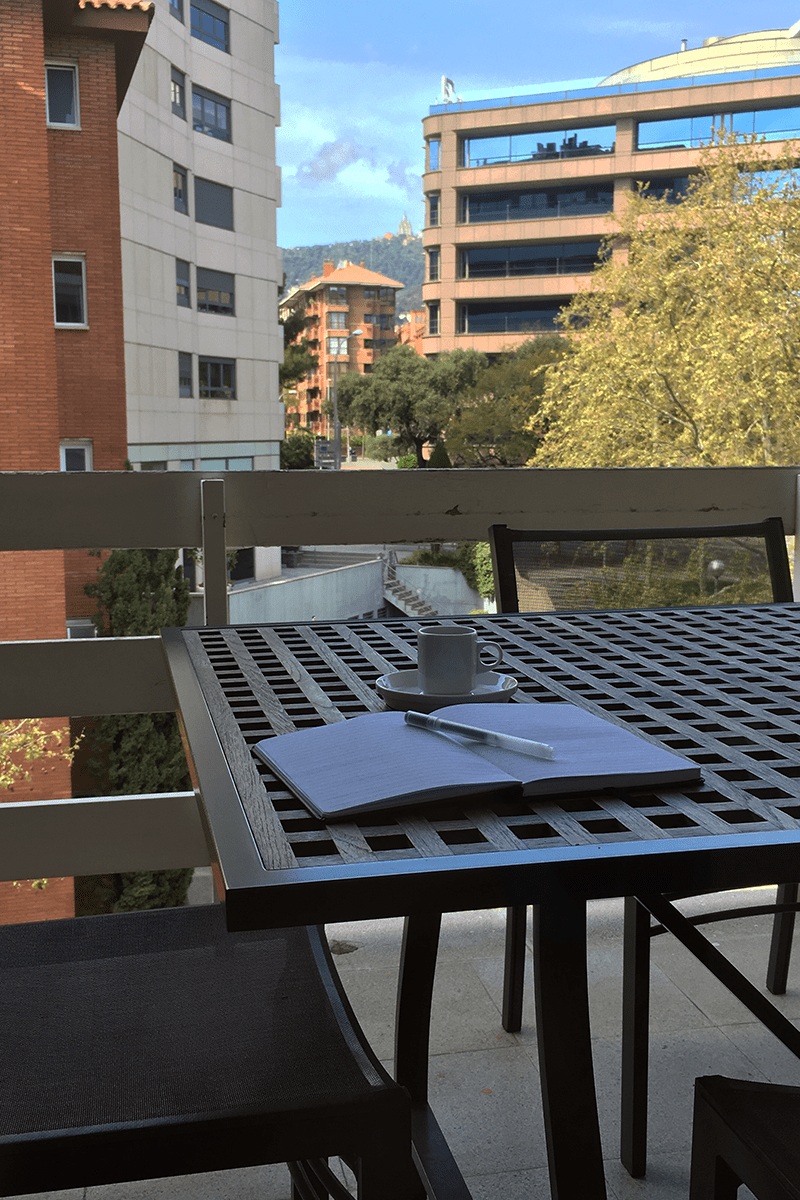 Songwriting on balcony