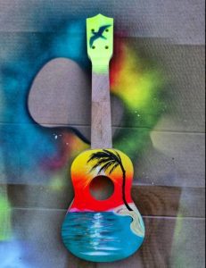A painted ukulele