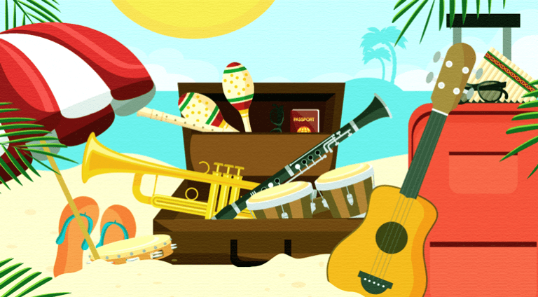 Reisegitarren und weitere Instrumente für den Urlaub