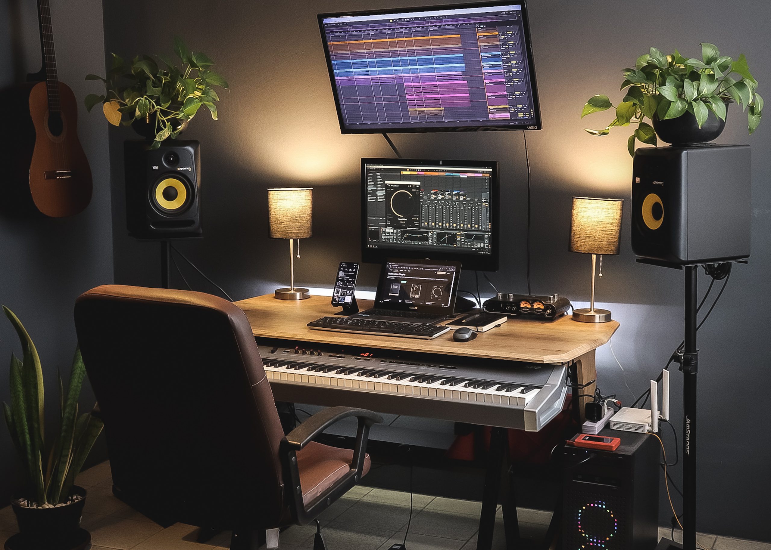 Bureau de Home Studio pour la Musique et L'enregistrement 3 Niveaux Noir
