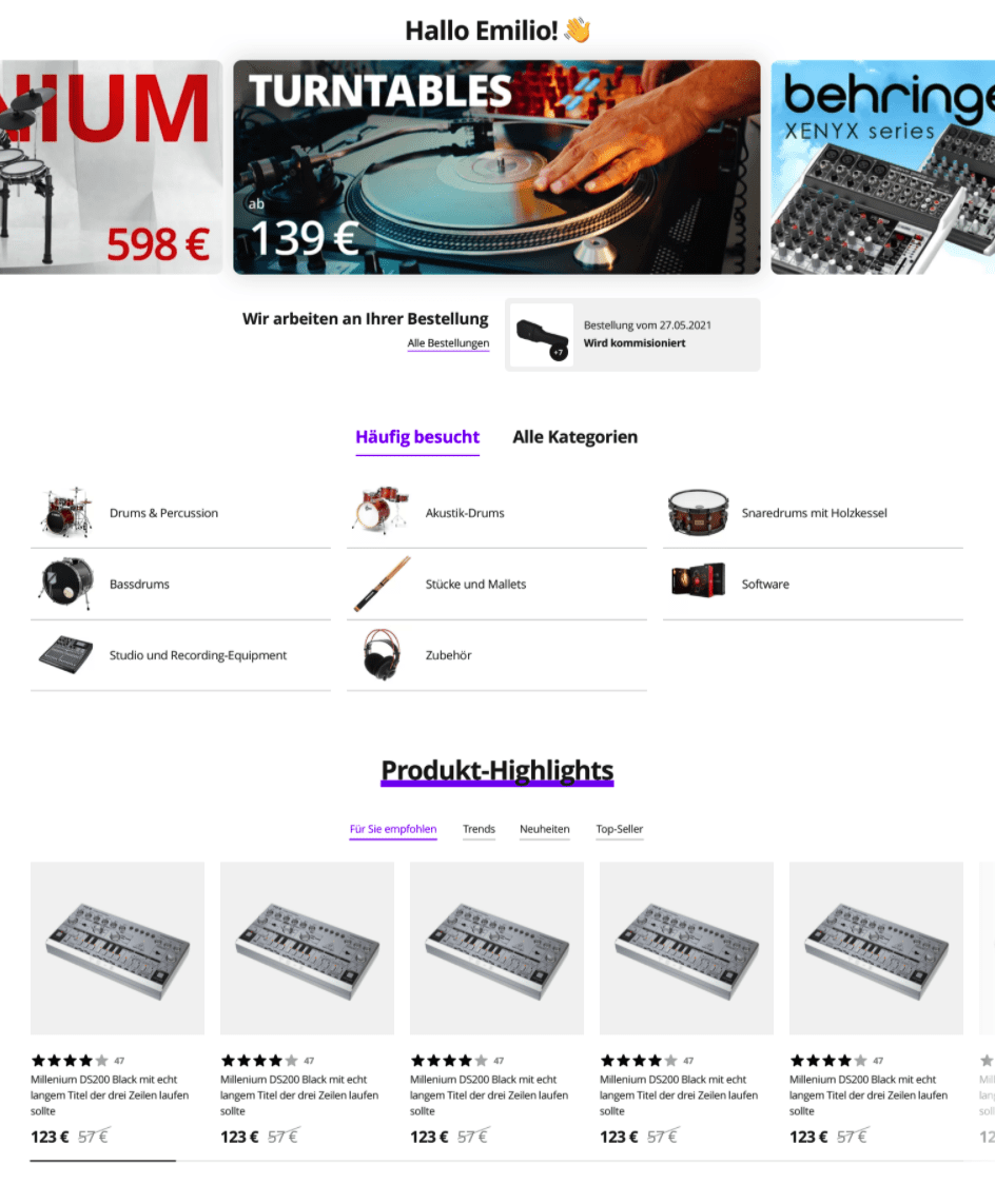 neue Homepage von Thomann