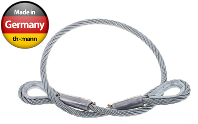 Rigging Anschlagseil verzinkt, 14 mm Durchmesser, Länge: 2,0 m, in Anlehnung an DIN EN 13414-1, mit 2 angepressten Kauschen DIN 6899, Typ