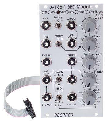 A-188-1A, Bucket Brigade Device module (512 stages BBD) für Modularsystem A-100; Breite: 14 TE / HP; Tiefe: 60mm; Strombedarf: +80mA (+12V) /