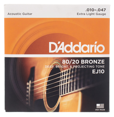 Daddario EJ10 akustinės gitaros stygos 010 pavienės