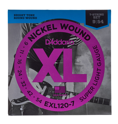 D'Addario EXL120-7 7 stygų elektrinės gitaros stygos