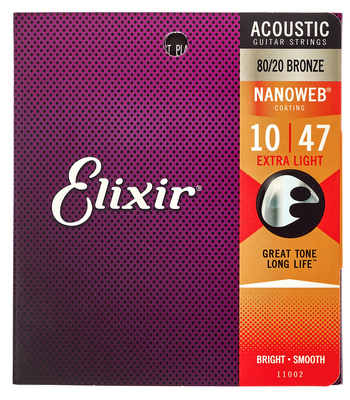 Elixir Nanoweb Extra Light akustinės gitaros stygos