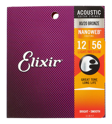 Elixir Nanoweb Light-Medium akustinės gitaros dengtos stygos