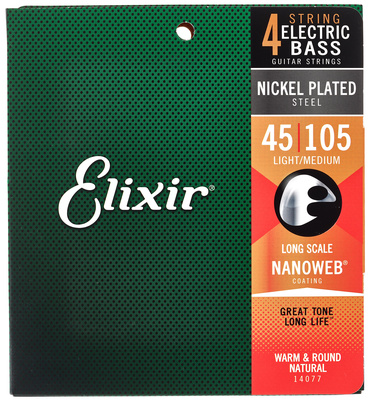 Elixir Nanoweb Long Scale dengtos elektrinės bosinės gitaros stygos