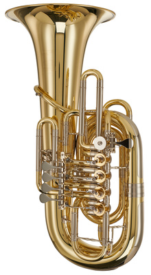 182-L F-Tuba, 3/4 Größe, 5 Zylinderventile, Bohrung 17,5mm, Schallbecher Ø 35cm, Messing lackiert, Höhe 79cm, Gewicht 6,8kg, inkl. Mundstück