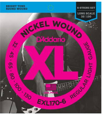 Daddario EXL170-6 Regular Light elektrinės bosinės gitaros stygos  