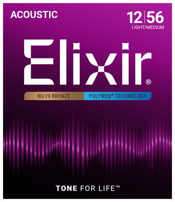 Elixir Polyweb Light-Medium Acoustic akustiskās ģitāras stīgas