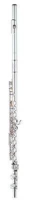 807 E Querflöte, geschlossene Klappen, E- Mechanik, vorgezogenes G, C-Fuß, komplett handgearbeitet, Neusilber versilbert, 925 Sterling Silber