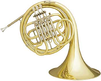 700 F- Waldhorn, Spiralfederdruckwerk mit 3B- Kugelgelenken, lange Drückerblatten, Neusilber Innen- und Außenzüge, Schallstück 310 mm,