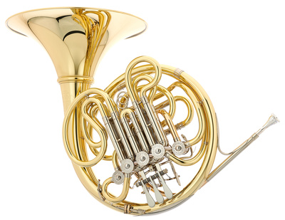 C 12 F/Bb- Doppelhorn, Spiralfederdruckwerk mit Schnurmechanik, lange Drückerplatten, Medium Large Schall, Neusilber Innen- und Außenzüge,