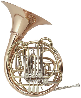 H 281 Farkas F/Bb- Doppelhorn, Spiralfederdruckwerk, Schnurmechanik, separater Bb- Stimmzug, handgehämmertes, weit offenes Bronze Schallstück,