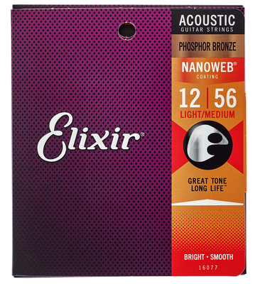 Elixir 16077 Light Medium Nanoweb dengtos akustinės gitaros stygos