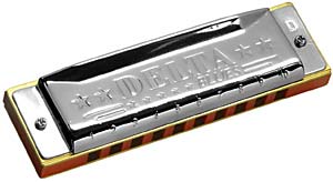Hering Delta Blues, Diatonische Mundharmonika in F-Dur, Richter System, 20 Stimmplatten, Kanzellenkörper aus Holz, komplett verschraubt mit 5