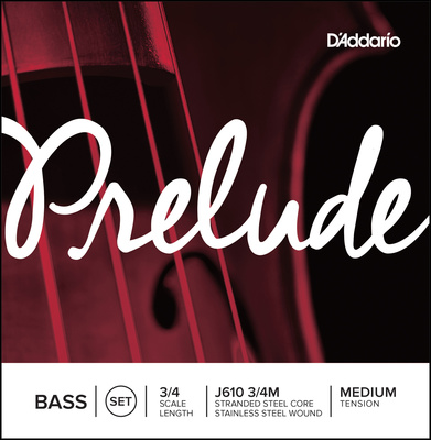 Prelude Kontrabass Saiten 3/4 medium, kompletter Satz, Edelstahl auf Stahlkern, mittel, Satz J610-3/4M.