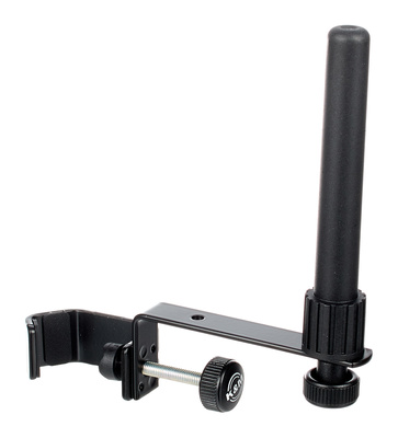 K&M 15235 Flötenhalter mit oberflächenschonender Klemmung. Schwarzer Kunststoffkegelfür Bass-, Böhm- und Querflöten, Instrumentenhalter-Ø 18 mm.