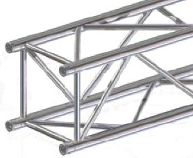 F44P Traverse 350 cm, gerade 4-Punkt Traverse, Rohrabstand (außen): 40 cm, Rohrdurchmesser Hauptrohr: 50 mm, Wandstärke Hauptrohr: 3 mm,