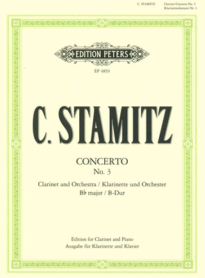 Edition Peters Stamitz Konzert Nr. 3 B-Dur Cl klarneto literatūra
