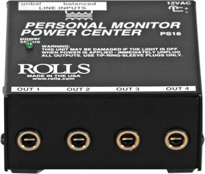PS 16, Personal Monitor Centre, PS-16 stellt Signale für bis zu 4 der Modelle PM-50, PM-50 OB oder PM-351 bereit, Eingänge: XLR + 6,3-mm-Klinke,