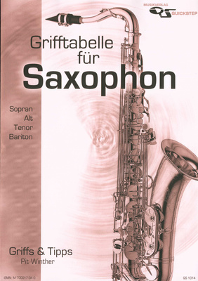 Musikverlag Quickstep Grifftabelle für Saxophon