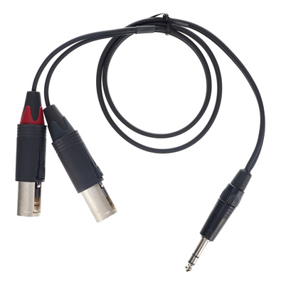 Convertcon Y-Kabel 1,0m, Y-Kabel 1x 6,3mm Stereoklinke > 2x XLR ConvertCon Stecker (male/female), rote Tülle für Ring, Länge 1,0 Meter,