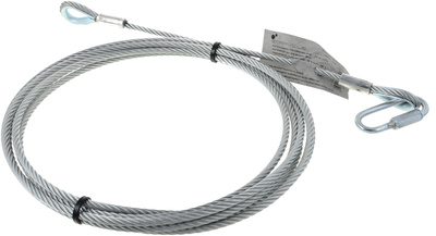 Safety 500cm/6mm 35kg, Fangseil, verzinktes Sicherungsseil nach DIN 56927, aus Stahldrahtseil EN 12385 6 x 19 + FC 6 mm Ø, beidseitig mit