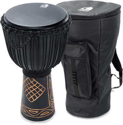 13"" Black Mamba Djembe Set, bestehend aus 13"" (33,02cm) Black Mamba Djembe, Transporttasche und Fellschutz Haube, verbürgte Hand gefertigte aus