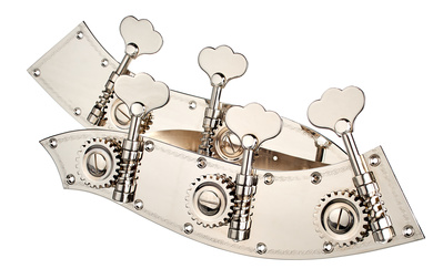 Kontrabass Mechanik 5-saitig, für 4/4 - 3/4 Kontrabässe, Tiroler Form, 2-teilig, vernickelt.