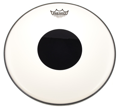 14"" CS, Oberfläche weiss, glatt, mit schwarzem Center Punkt (Dot), einschichtiges Tom Tom Fell