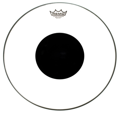 16"" CS, Oberfläche weiss, glatt, mit schwarzem Center Punkt (Dot), einschichtiges Tom Tom Fell