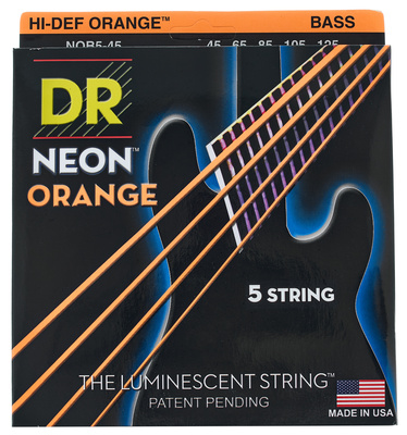 DR Strings Neon Orange NOB5-45 elektrinės bosinės gitaros stygos