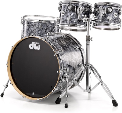 Drum Workshop Collector Shell Set, Finish Ply Serie, Maple / Mahagoni Kessel, Farbe Grey Marine, Folienbezogene Kessel, Chrom Kesselhardware, STM Tom