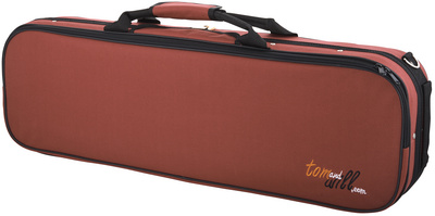 Tom & Will Classic Violinkoffer 4/4 DB, deep burgundy, leichter Violinkoffer mit Rucksackriemen, Tragegriffen und aufgenähten Zubehörtaschen,