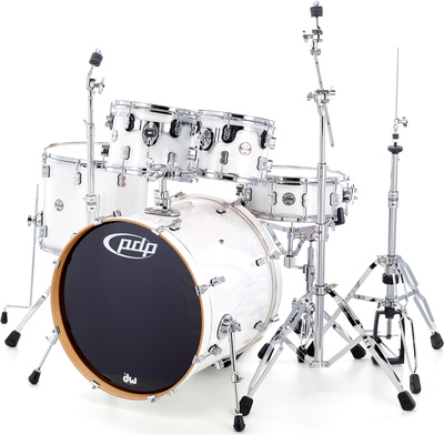 PDP CM5 Concept Maple Serie, Standard Version, Farbe: Pearlscent White - Premium Lackierte Kessel, chrom Kesselhardware, komplettes Set in 7-lagigem