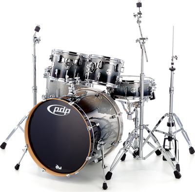 PDP CM5 Concept Maple Serie, Standard Version, Farbe: Silver to Black Fade - Premium Lackierte Kessel, chrom Kesselhardware, komplettes Set in
