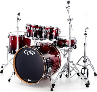 PDP CM5 Concept Maple Serie, Standard Version, Farbe: Red Black Sparkle Fade - Premium Lackierte Kessel, chrom Kesselhardware, komplettes Set in