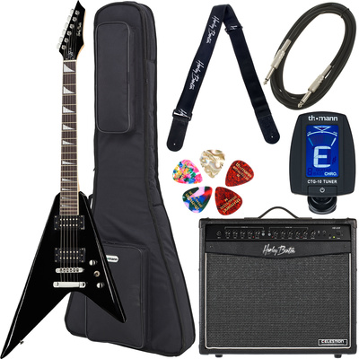 Harley Benton R-10 BK Rock Series elektrinės gitaros komplektas