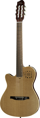 Multiac Nylon Encore LH, Linkshänder Konzert/E-Gitarre; Korpus: Ahorn; Decke: massive Zeder; Hals: Mahagoni; Griffbrett: Palisander (Dalbergia