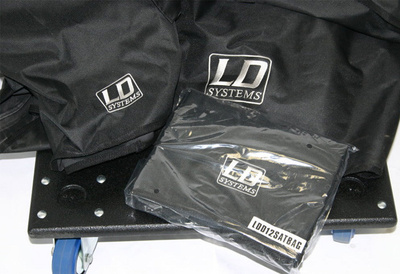 Dave 15 G3 Schutzhüllen Set, bestehend aus Rollenbrett mit Spanngurt, 1 x für Subwoofer und 2 x Sateliten, farbe Schwarz