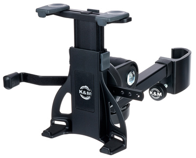 K&M 19740 Tablet PC Halter, universeller Tablet halter passend für Rohrdurchmesser bis zu 30mm, Klemmbereich (schmale Seite) von 120 - 222 mm wie z.B.