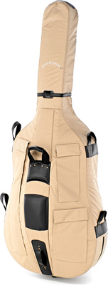 BSB-02 3/4 BG Basstasche, gut gepolsterte stabile 3/4 Kontrabasstasche, aufgenähte Zusatztaschen für Bogen und Zubehör, Reißverschluss,
