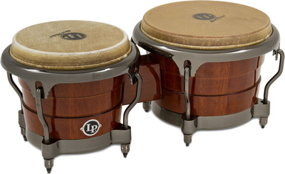 Latin Percussion LP201AX-D Classic Bongos, Gen II, Kesselmaterial: Durian, 7 1/4"" und 8 5/8"" Durchmesser, Naturfelle, schwarz verchromte Hardware