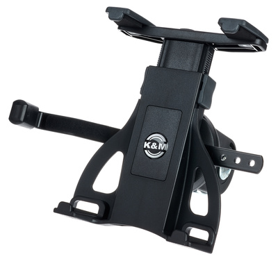 K&M 19742 Tablet PC Stativhalter, geeignet für Tablets mit einem Klemmbereich (schmale Seite) von 120 - 222 mm wie z.B. alle iPad Modelle inkl. iPad