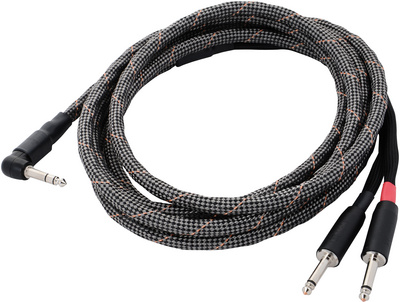 sonorus protect A350 twin, Zwillings-Instrumentenkabel 3.5 m, unsymmetrisch abgeschirmt, Winkel-Klinke Stereo auf 2x Klinke Mono, solid core
