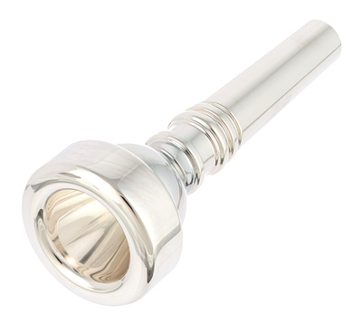 2 Mundstück für Flügelhorn, Kesseldurchmesser 16,50mm, tiefer Kessel, mittelbreiter Rand wird flacher zur Außenseite hin, versilbert