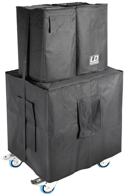Dave Schutzhüllen 10 SET G3, bestehend aus Schutzhüllen, Rollenbrett mit Spanngurt, 1 x für Subwoofer und 2 x Sateliten, Farbe Schwarz
